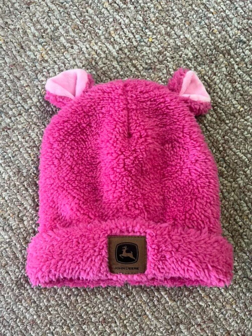 Toddler "John Deere" Pink Sherpa Beanie - New (No Tags)